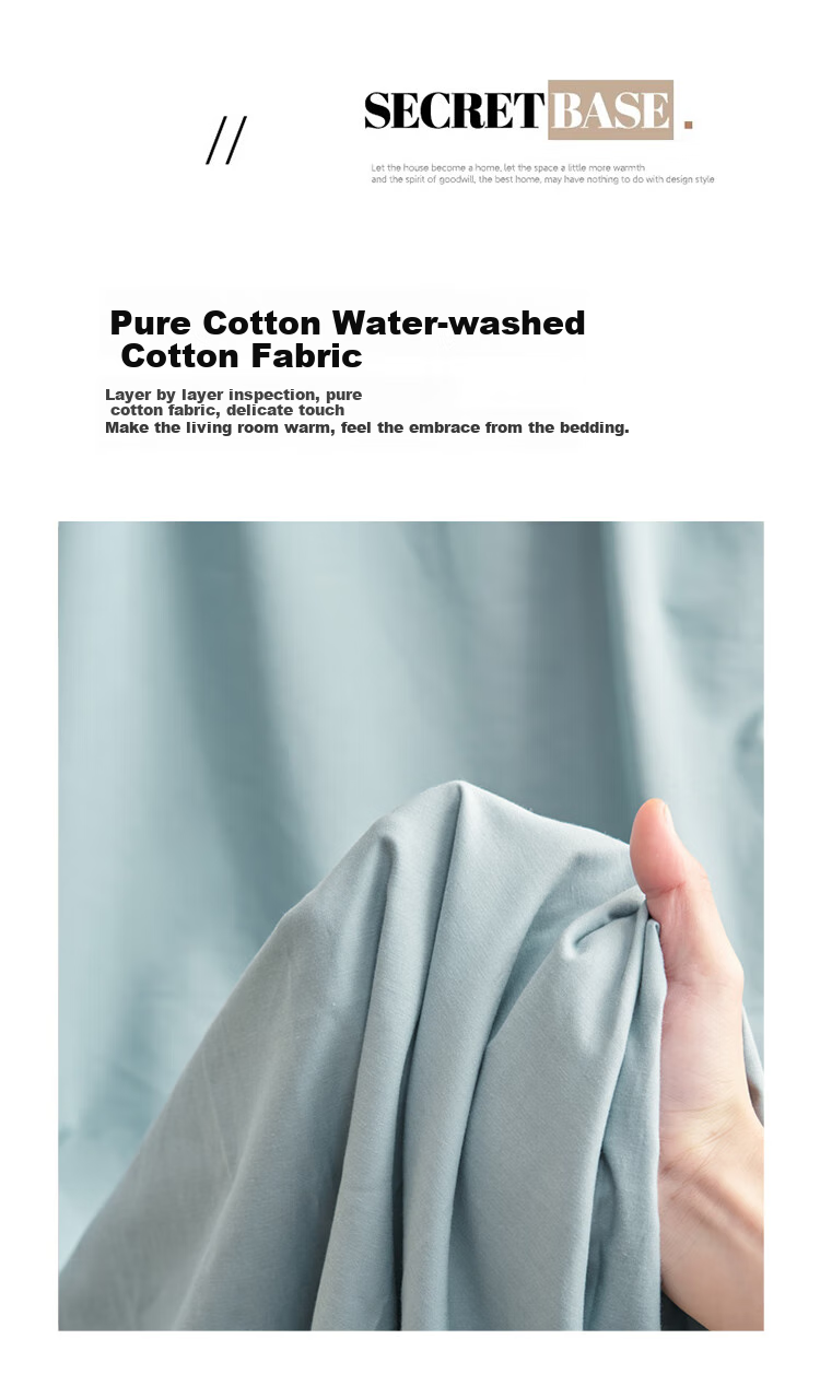 Wuyinliangpin Pillowcase Set, A-Class Pure Cotton, Home Use, Single Pillow Cover And Inner, Anran Blue, 48*74cm 5