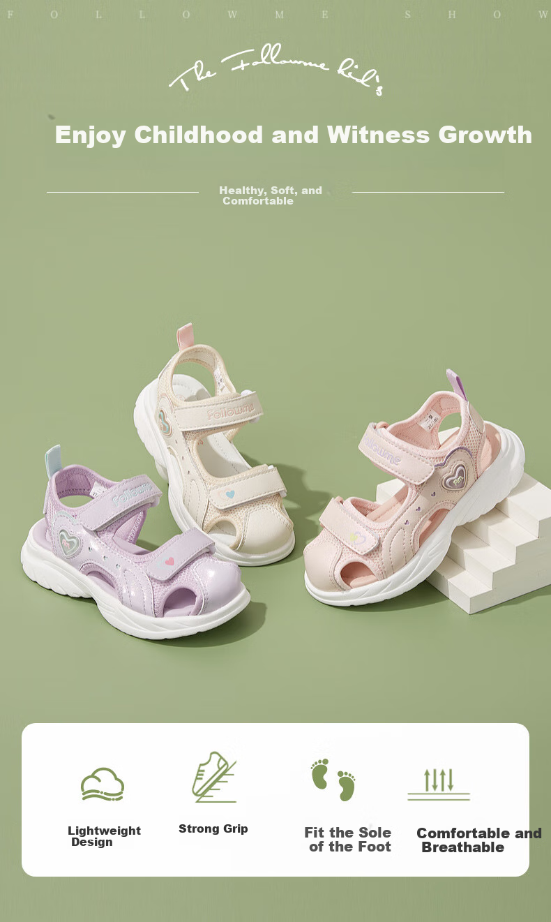Follow Me Boys And Girls Sandals, Children's Beach Shoes, Summer Soft-Soled Closed-Toe Sandals, Velcro Sports Casual Shoes, Pink, Size 30 1