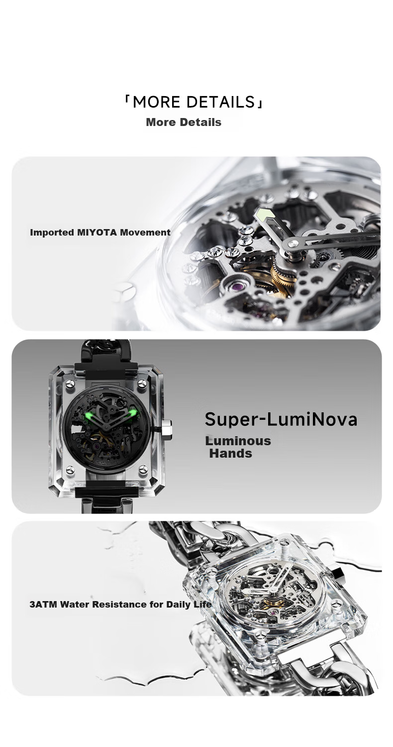 CIGA Design Jijia Women's Watch Series, Artistic Wristwatch, Trendy Mechanical Watch, Ice Beauty Transparent Crystal Fashion Watch, New Year Gift 10