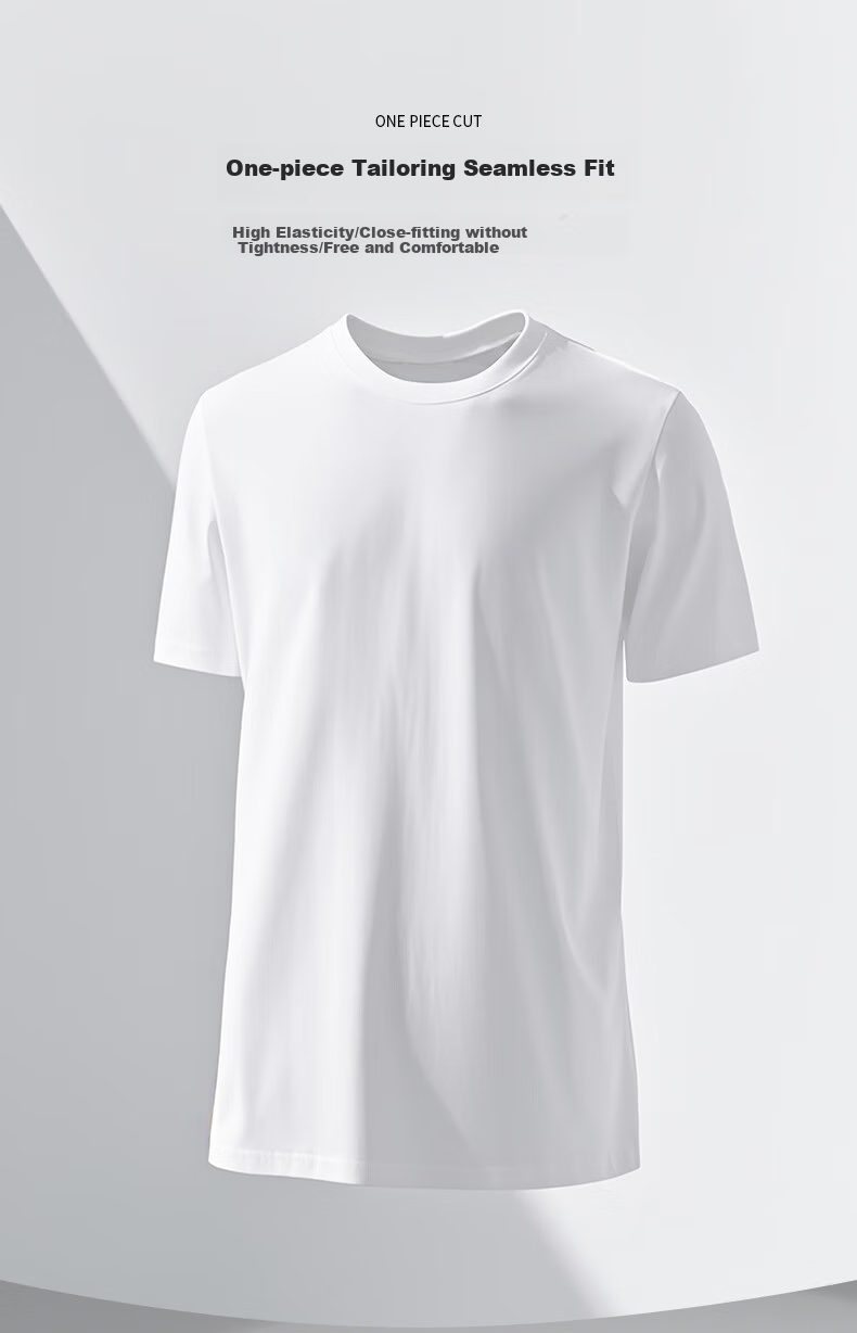 LangSha Men's Short-Sleeve Pure Cotton T-Shirt, Antibacterial Thin Undershirt, All-Cotton Base Layer, Sweat-Absorbing Underwear, Gray 3