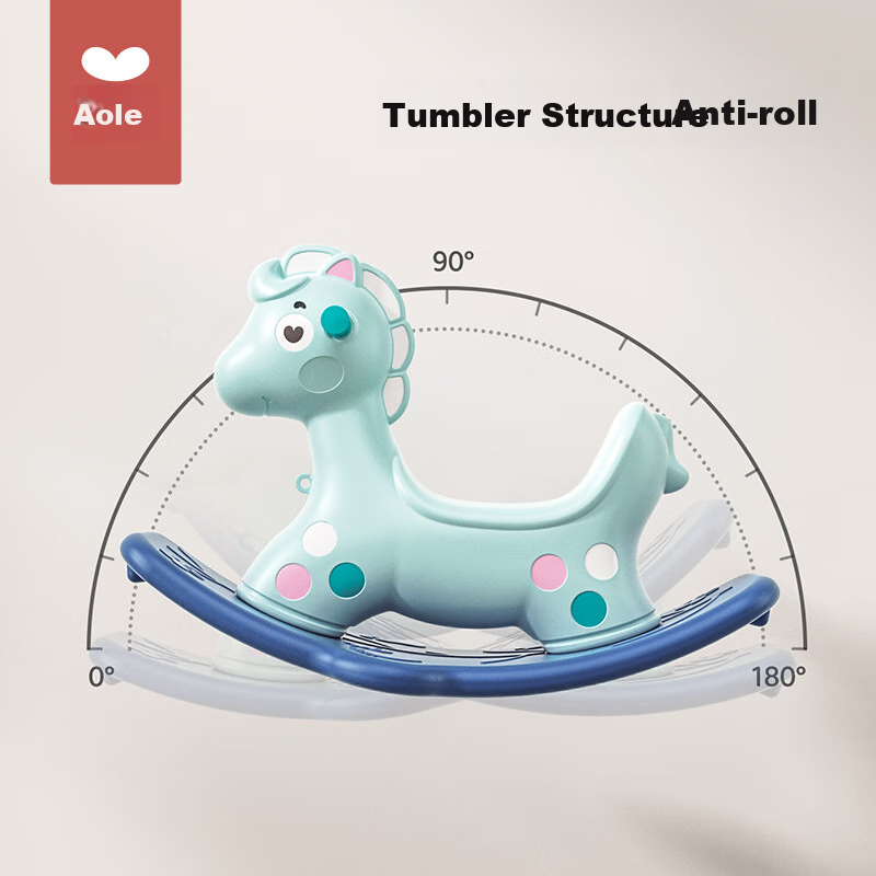 AOLE-HW Children's Wooden Horse Ride-On Toy, Outdoor Dual-Use Miniature Horse, Multifunctional Riding Knight Horse, Birthday Gift