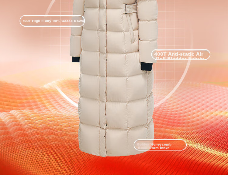 Tanboer Women's Long Hooded Goose Down Coat Thickened Waist Winter Business Warm Down Jacket 898 Black Size 165 11
