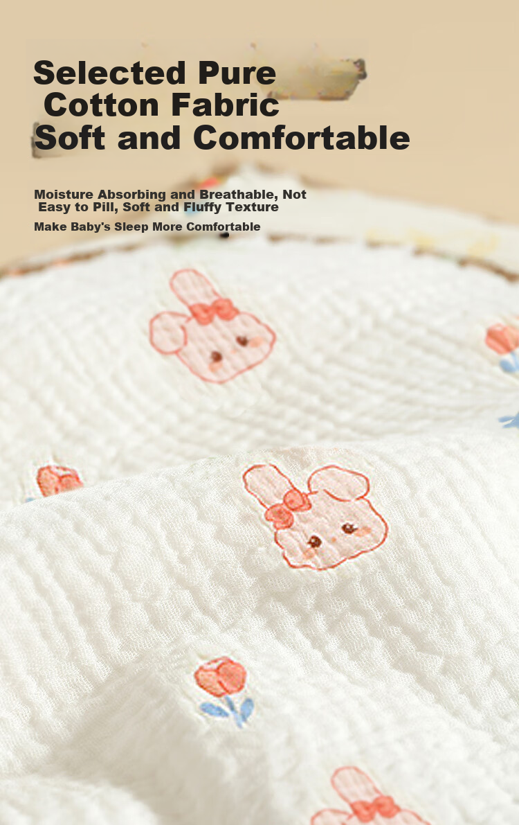 Aibaoshi Baby Cloud Pillow, Infant Pillow, 10-Layer Pure Cotton Gauze Pillowcase, Newborn Flat Pillow, Anti-Colic Blanket, Rocking Horse S203 7