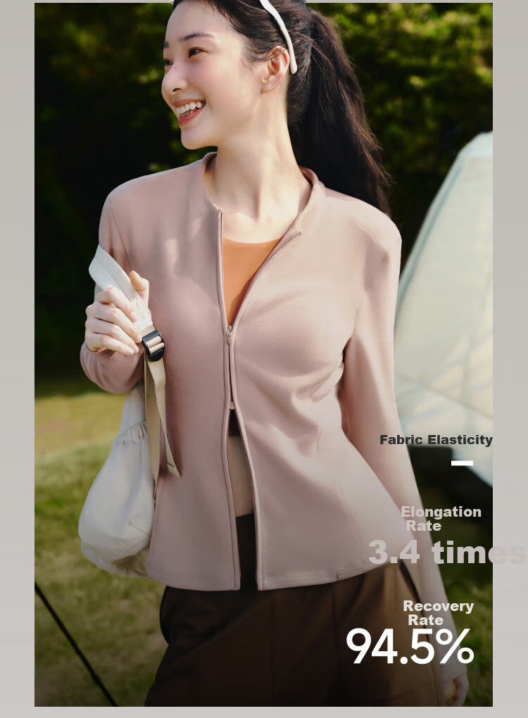 Beneunder Fleece Double Zipper Top for Women, Slim Fit, Elastic Long Sleeve, Skin-Friendly Inner Layer Base Shirt PM007 10