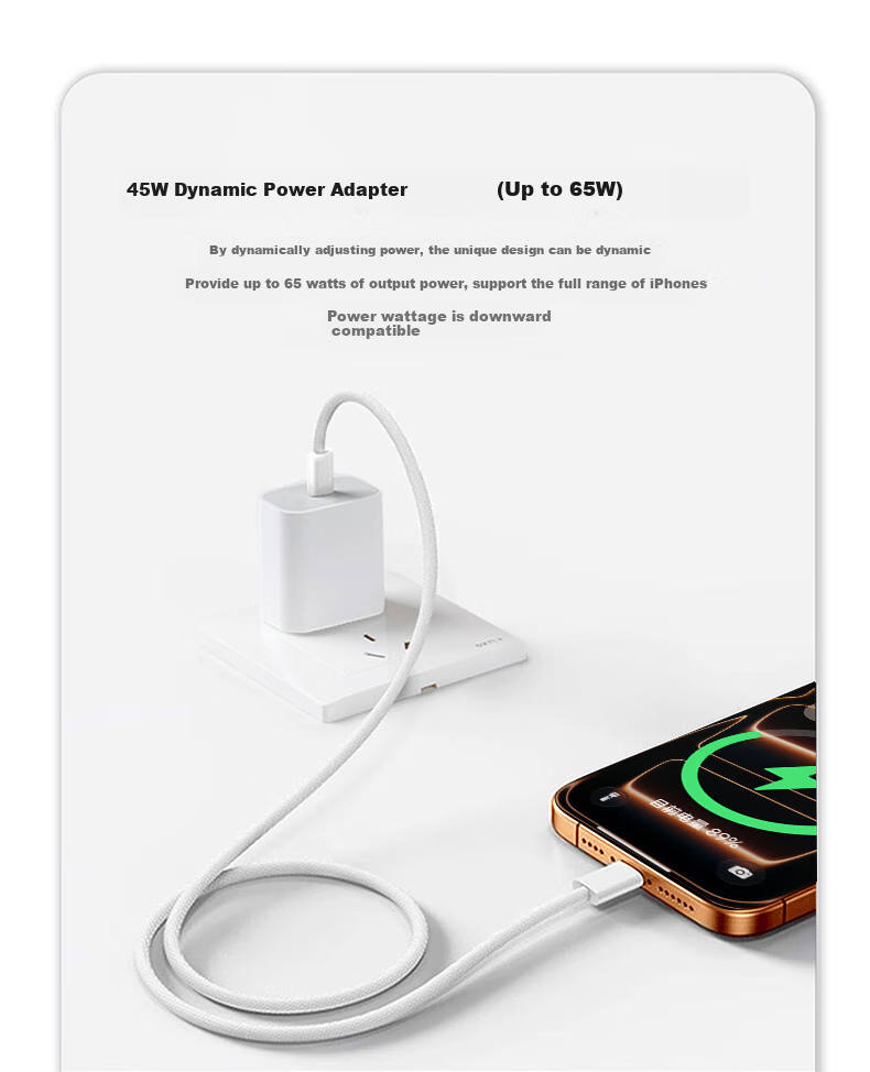 DIVI Apple 45W Charger Set for iPhone 17/16/15 Pro Max GaN Fast Charger Type-C Quick Charge Adapter Original 2m Data Cable 10
