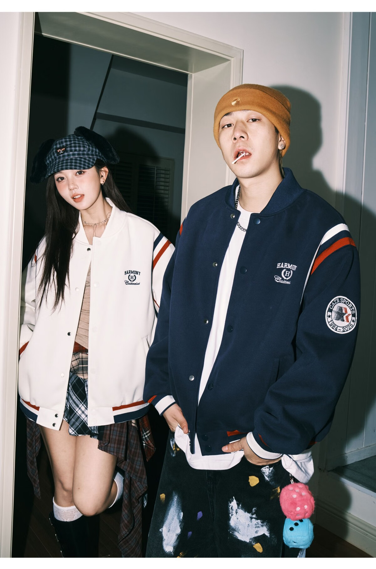 LEMANISM American Vintage Baseball Jacket Men 2025 Couple Style Trendy Cleanfit Navy Blue 2XL 7