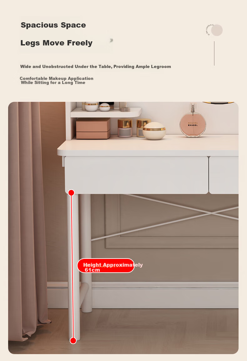 OLENOUFENG Dressing Table, Modern Minimalist Bedroom Vanity, Compact Luxury High-End Makeup Desk with LED Light And Dressing Mirror 10