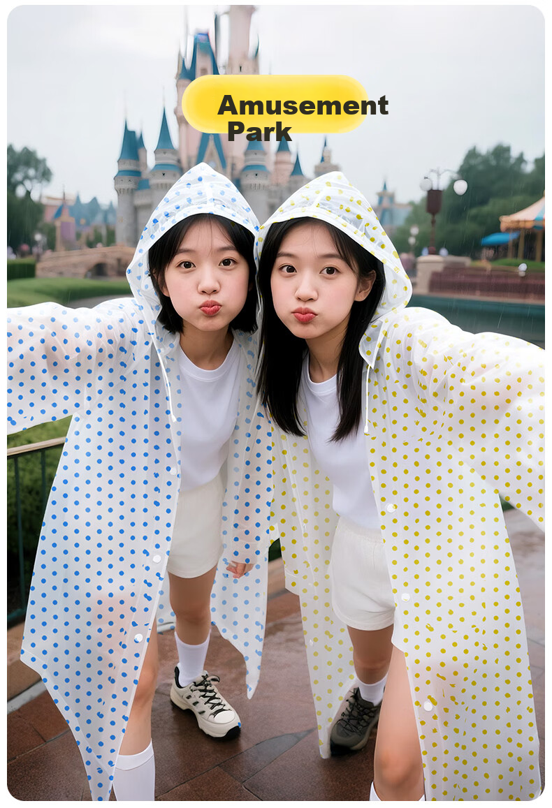 AIKANGNI Disposable Raincoat, Thickened, Portable, Heavy Rain Protection, Long Style for Electric Bikes, Adult Raincoat, High Aesthetic Value, Polka Dot Blue 4