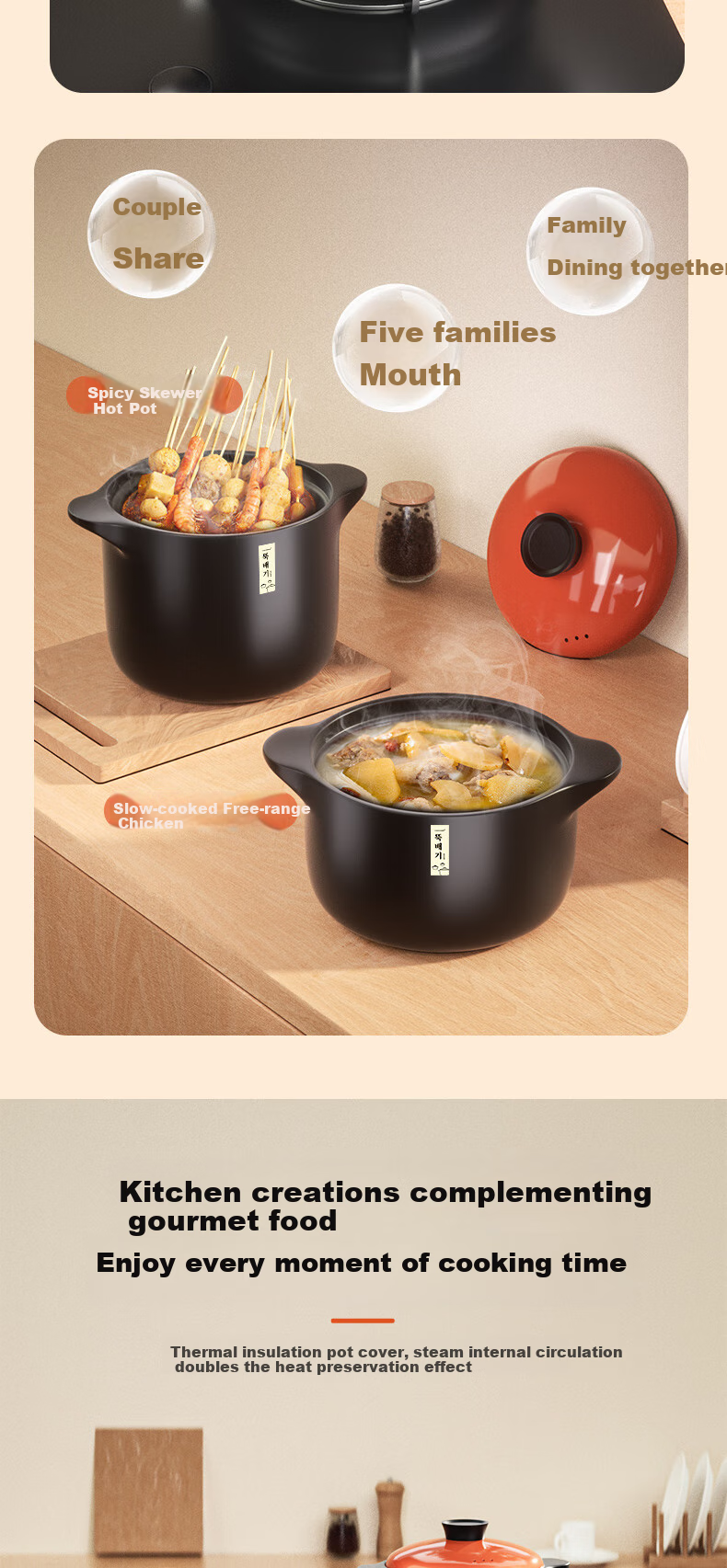 Chunuo Ceramic Casserole Pot for Soup, Medicinal Decoction, Porridge Cooking, Stewing, Home Use, Gas Stove Compatible, 7L Capacity 6