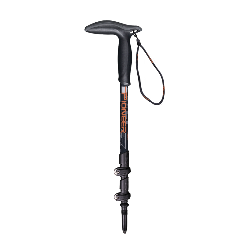 Pioneer Wolf Tooth Series Trekking Pole, External Lock, Outdoor Aluminum Alloy, Three-Section Telescopic, Elderly Walking Stick, Cane, Qingbi