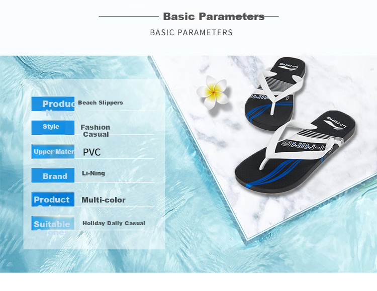 Li-Ning Flip Flops, Printed, for Men And Women, Swimming Beach Shoes, Shower Non-Slip Wear-Resistant Beach Shoes, 926-2 Deep Blue 6