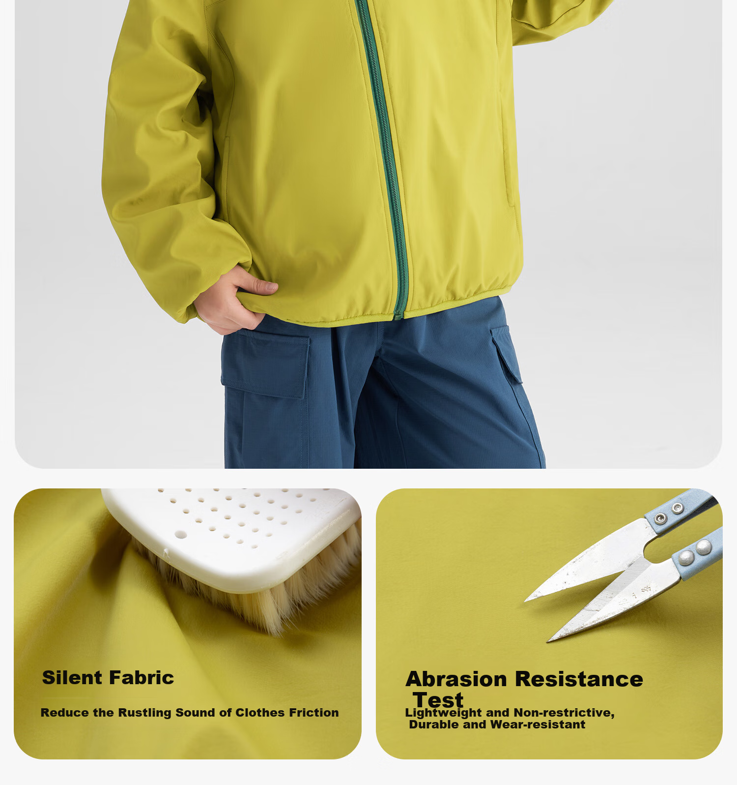 Zuoxi Boys' Fleece-Lined Jacket, 2026 New Children's Softshell Outerwear, Fleece Integrated Top, Gray, Size 160 11