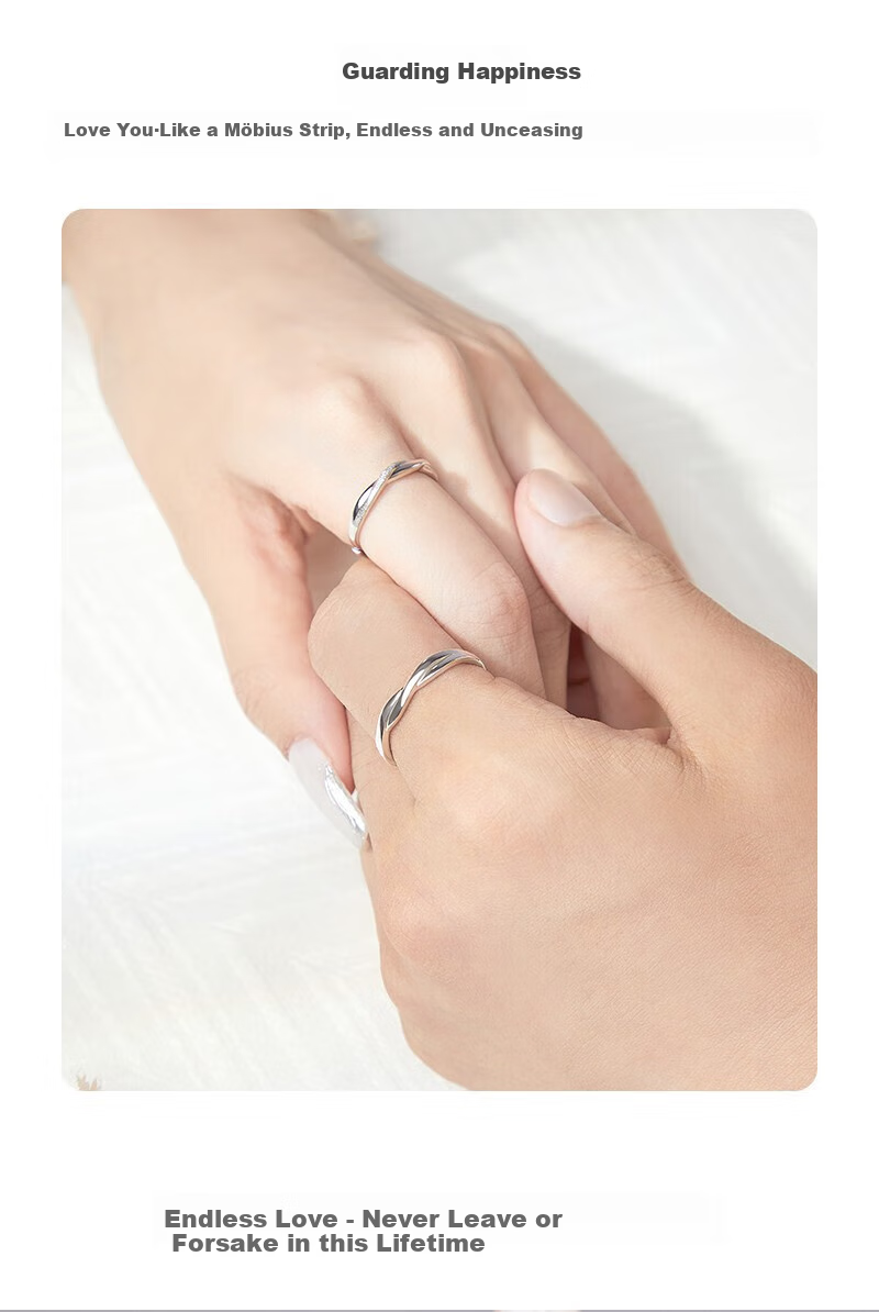 MANHE S999 Sterling Silver Couple Rings, One Pair Engagement Diamond Rings, Adjustable Women's And Men's Birthstone Rings, Valentine's Day Gift 8