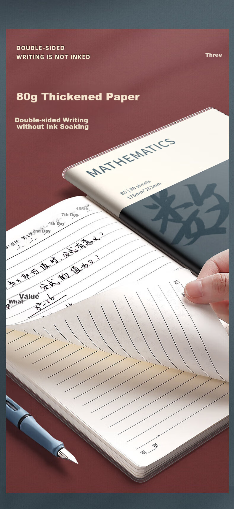 Jinzhi B5 Subject Notebook for Middle And High School Students, Complete Set of Thick Error Correction Notebooks for Math, Chinese, English, Physics, Ebbinghaus Spiral-Bound Homework Books for First-Year And Second-Year Middle School Students 6