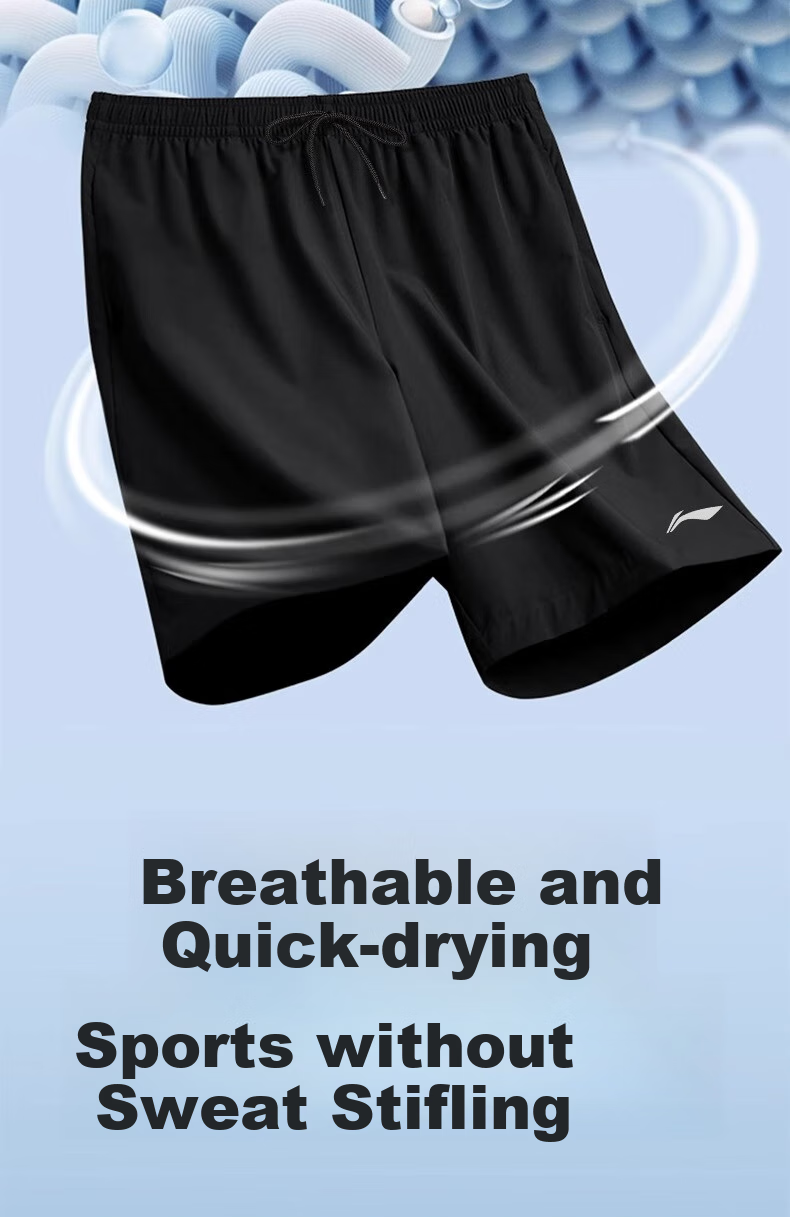 Li-Ning Men's Sports Shorts, Summer Breathable Ice Silk Quick-Dry, 2026 New Loose-Fit Running Fitness Beach Knee-Length Shorts 13