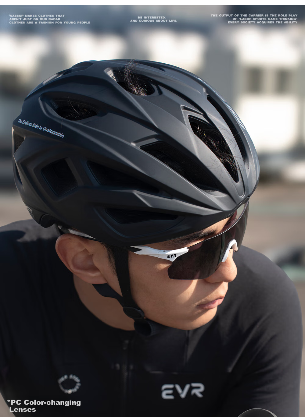 EVR Cycling Glasses with Transparent Smart Photochromic Lenses + Black And White Temple Arms 8