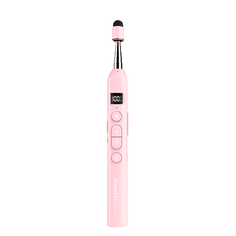 Nuowei N21 BLE Laser Presentation Pointer Teacher Telescopic Teaching Rod Seewo Whiteboard PPT Touch Pen Wireless Remote Presenter Green Light Cherry Blossom Pink