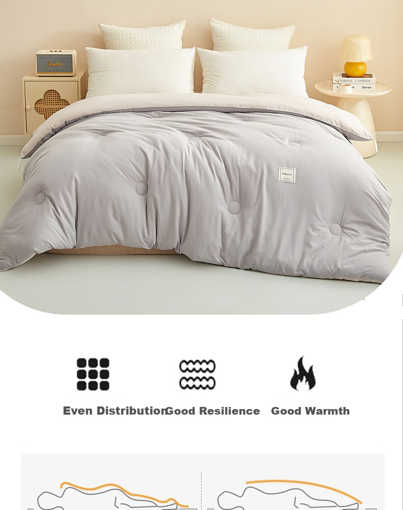 Grace Fiber Comforter Duvet Insert for Single Student Dormitory, All Seasons Spring And Autumn Quilt, 5 Jin (2.5 Kg), 150x200cm, Dark And Light Gray 12