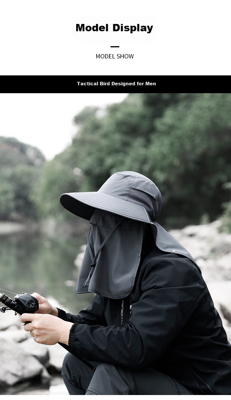 Zhanshuniao (Full Face Coverage) Fishing Sun Protection Hat for Men, Summer Outdoor Sun Hat, Wide Brim Fishing Hat, UV Protection Face Mask for Wome 30