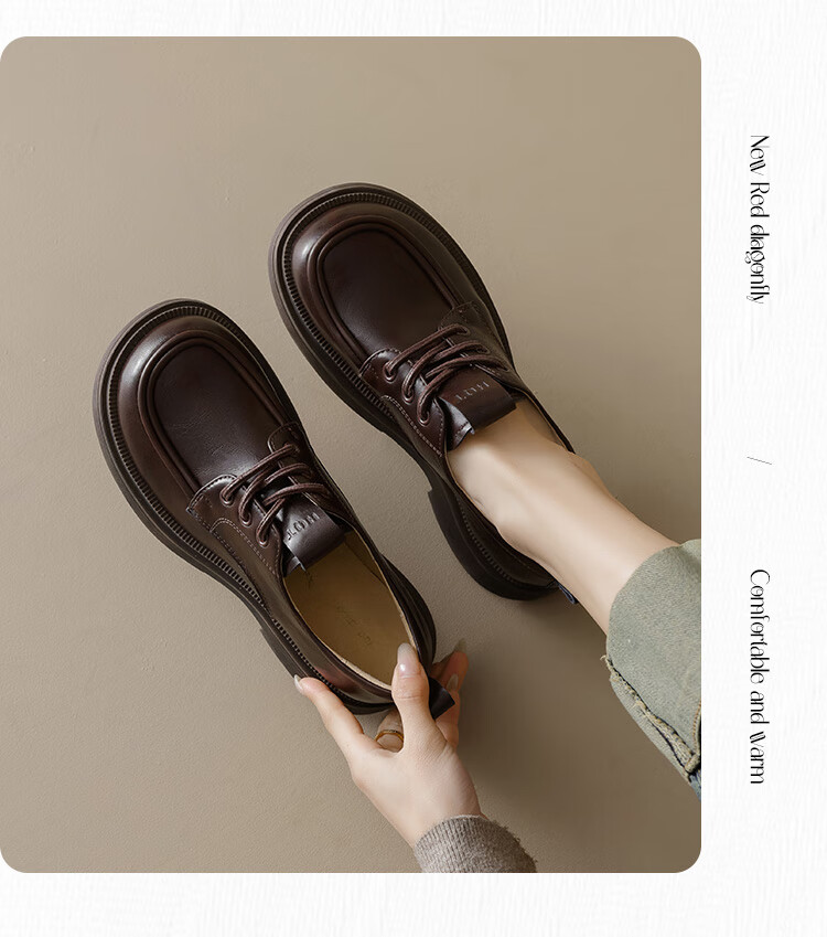 RED DRAGONFLY Women's Vintage British Style Leather Lace-up Loafers WTB15102 Brown Size 38 10