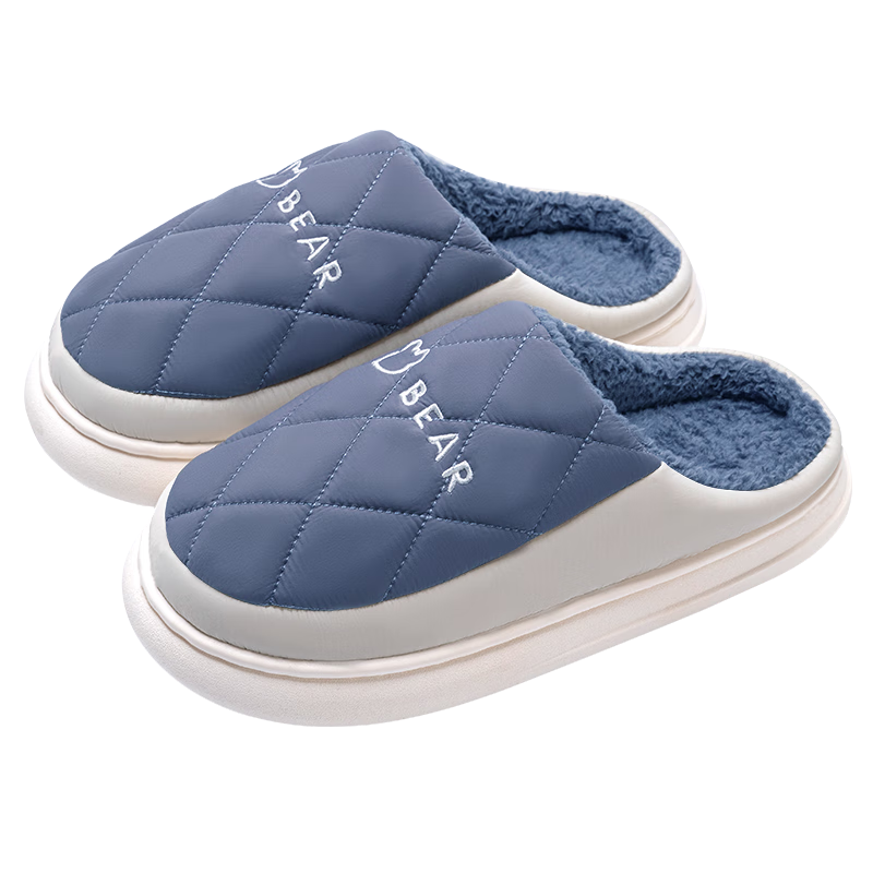 Runrou Men's Cotton Slippers Autumn Winter 2025 New Waterproof Odor-Resistant Fleece Lined Warm Indoor Thick Sole Home Slippers