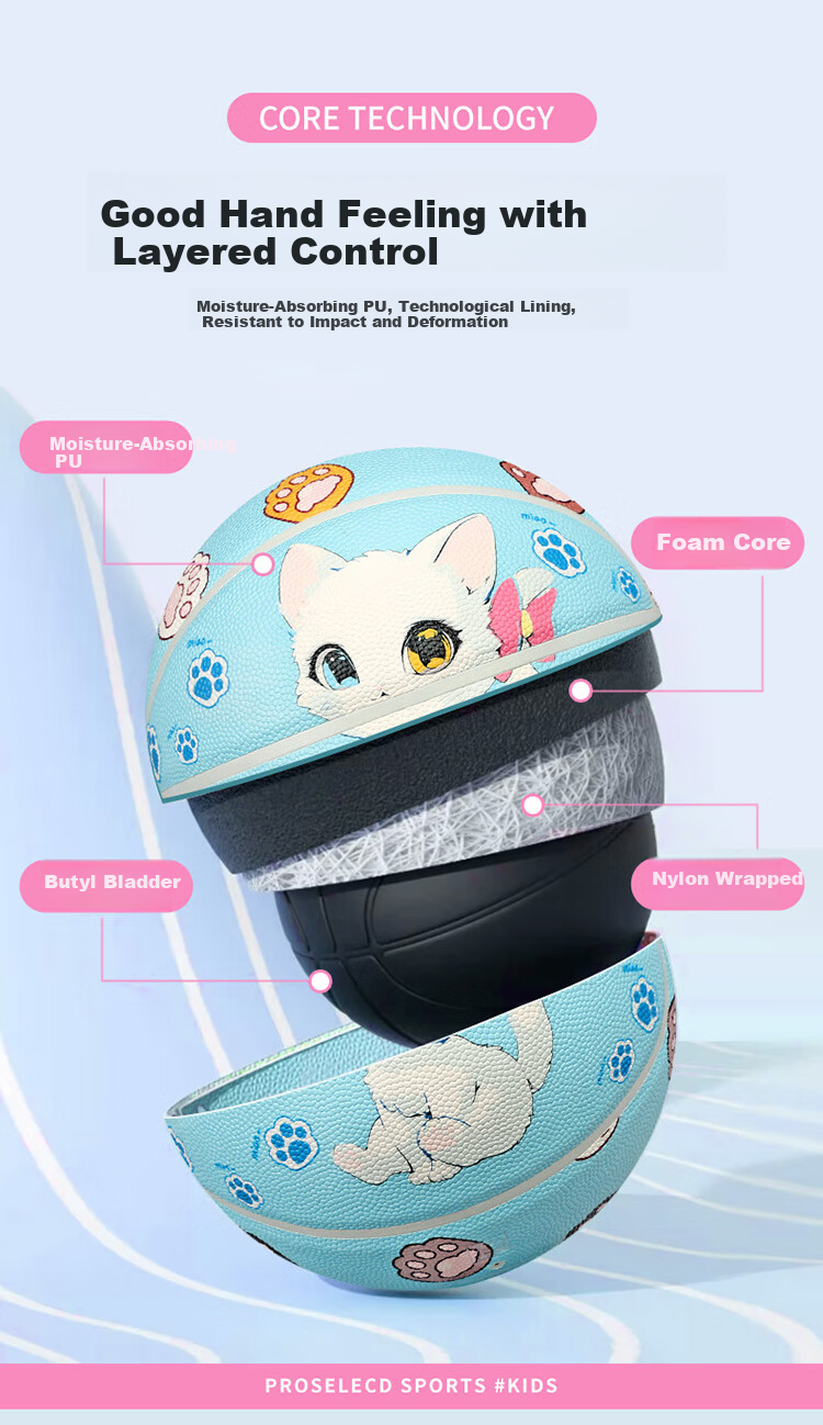 ProSelect Children's Basketball Size 5 Cartoon Pattern Moisture-Absorbing PU Student Training Competition Basketball GB307C5 6