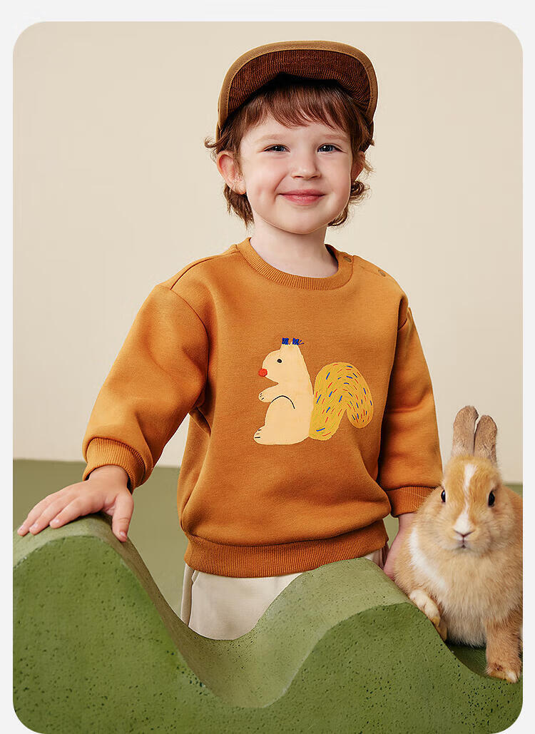 Minibala Baby Boys and Girls Sweatshirt 2025 Winter Far-Infrared Heating Fleece-Lined Warm Top 1