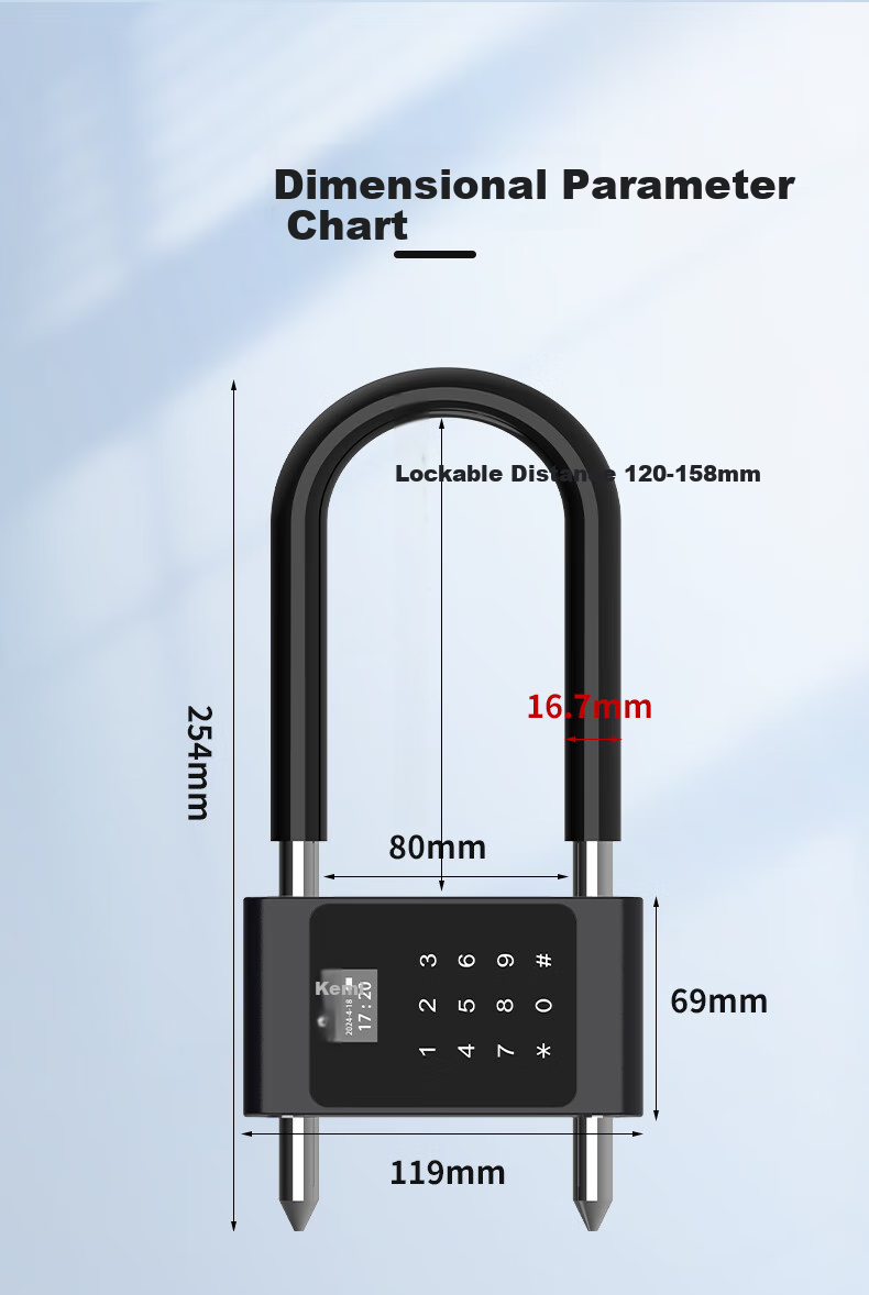 Kemi Smart Fingerprint U-Shaped Lock, Glass Door Fingerprint Lock, Double-Door Anti-Theft Electronic Password Lock, Office And Shop Plug-In Lock, APP Attendance Recording, COM-U3 11