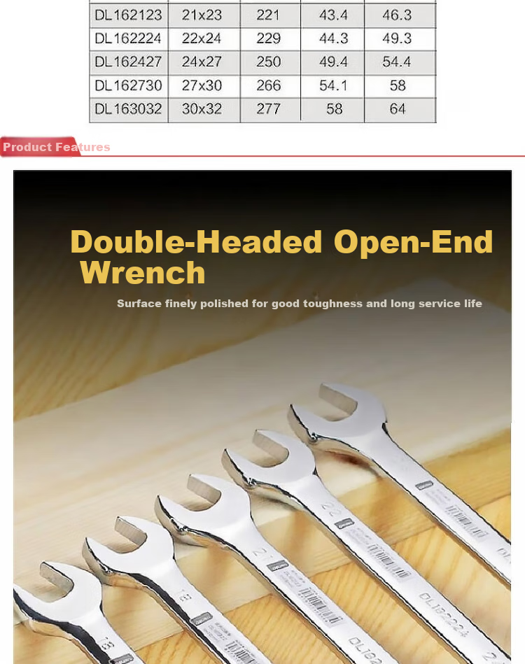 DELIGONGJU Deli Mirror Double Open-End Wrench, 12x14mm, DL161214 3