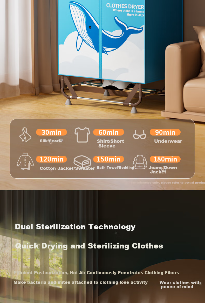 UEMUSI [No Installation Required] Clothes Dryer, Home Use, Easy to Install, Foldable, 650L Capacity, Clothes Drying Machine, Air Dryer, Large Wardrobe Dryer 6