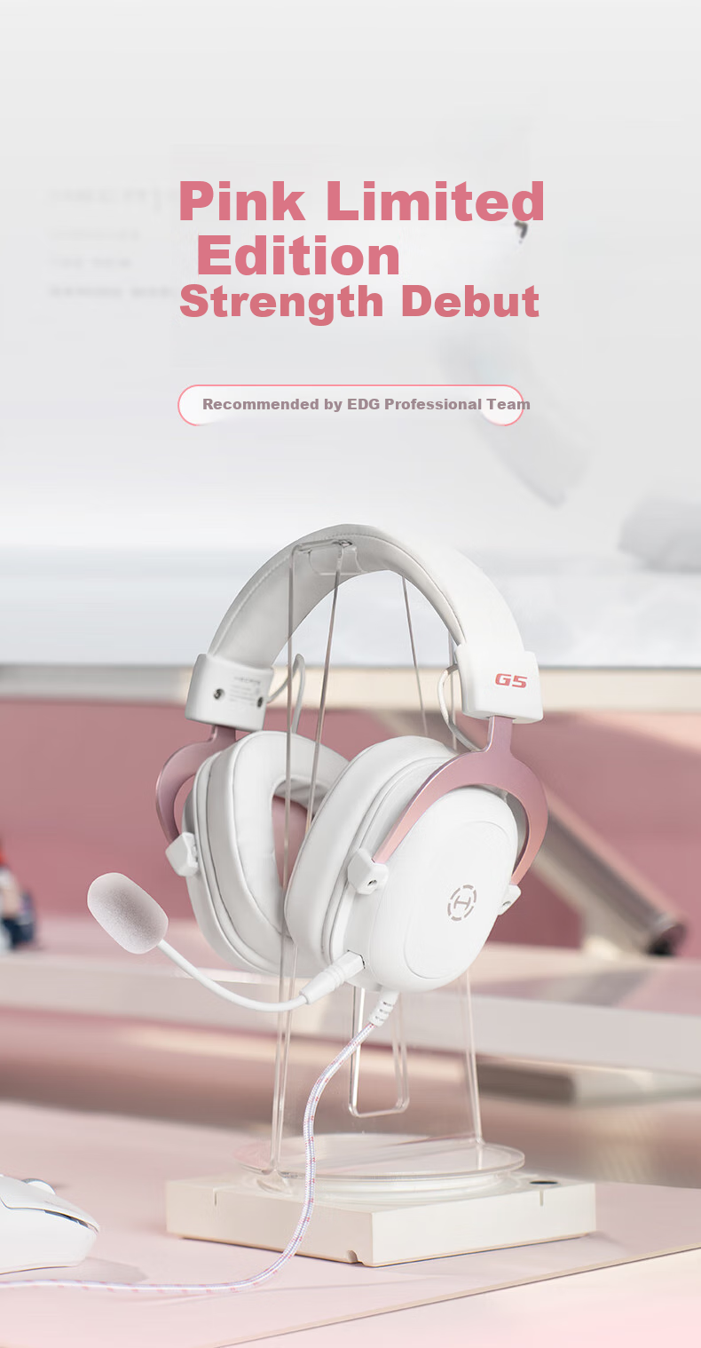 EDIFIER HECATE G5 Wired Professional Competition-Grade Over-Ear Gaming Headset, USB 7.1 Channel, Computer FPS Gaming Headphones with Noise Cancellation Microphone, Gift-Giving, Misty Pink 3