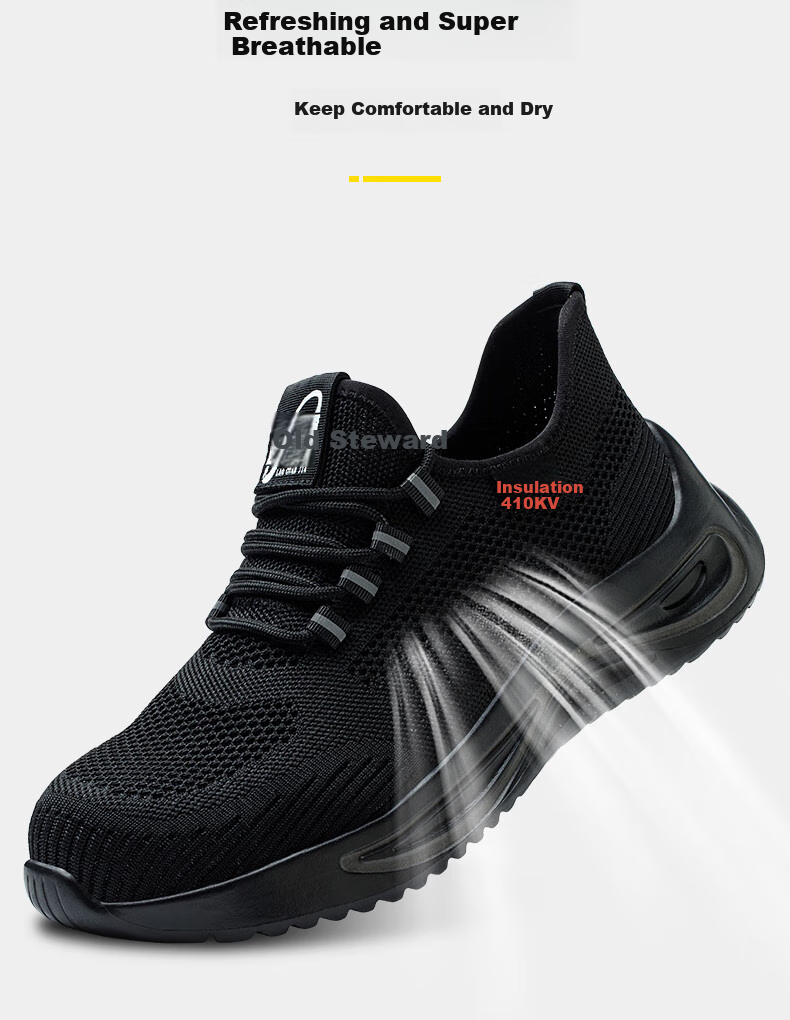 LAOGUANJIA Men's Safety Shoes, All-Season Electrician Insulated 10KV Work Site Functional Shoes, Solid Sole Wear-Resistant, Size 39 6