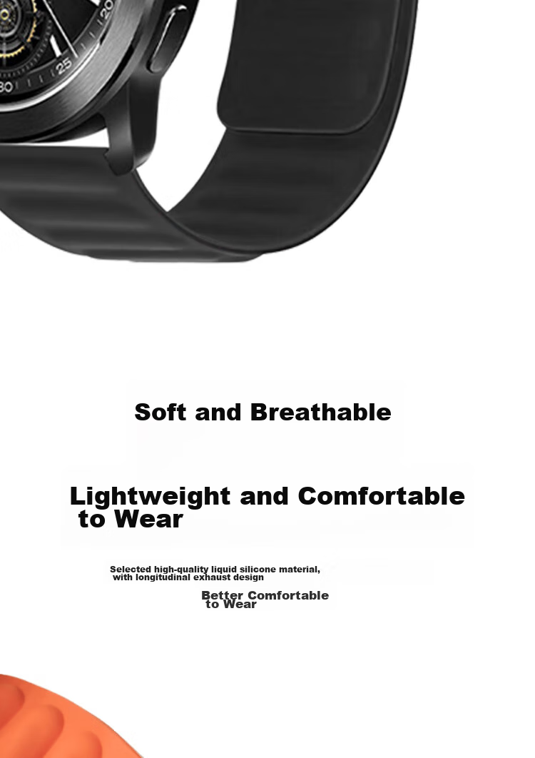 ESCASE Xiaomi Watch Strap Magnetic Silicone, Compatible with WatchS4/S3/S2/S1/S1Pro/Color2, Comfortable Strap for Men And Women, Universal Wristband, 46mm Dial, Black 6