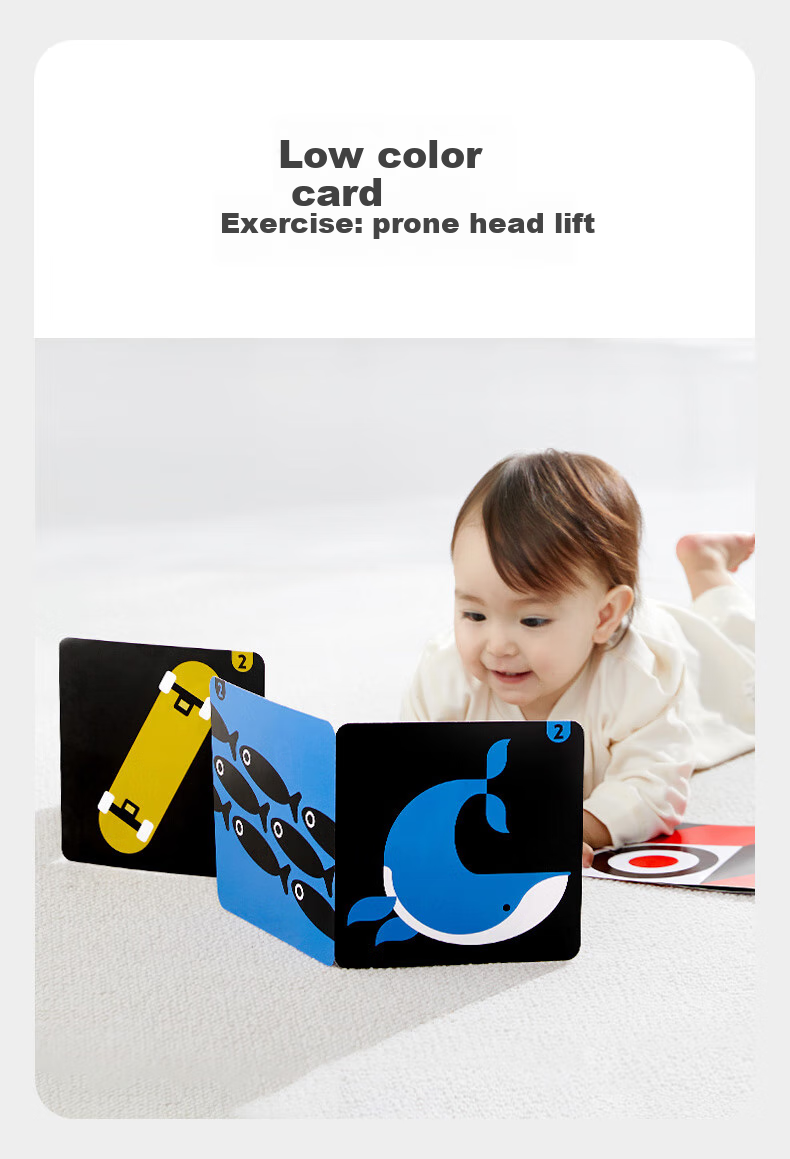 Babycare Black And White + Color Visual Tracking Training Cards, Newborn Enlightenment Early Education Cards, Educational Toys, Follow-The Cards Level 1-4 6