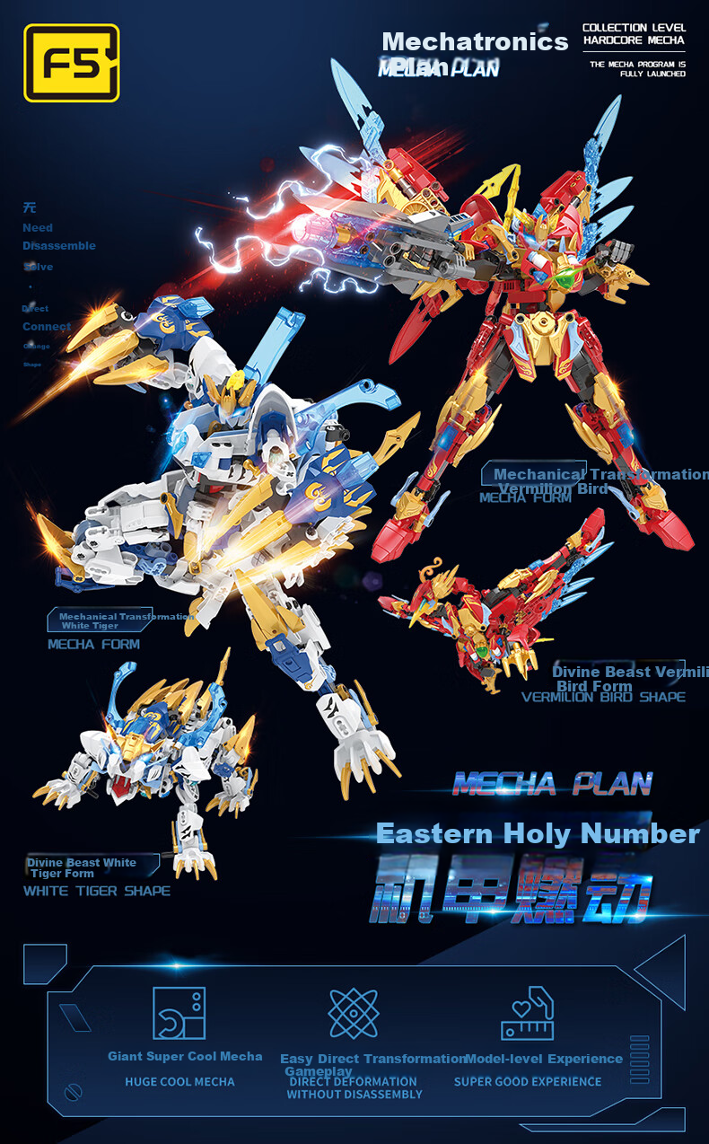 F5 Qinglong Transforming Mecha Model Building Blocks, Assembly Robot Gundam Toy, Birthday Gift for Boys And Girls 1