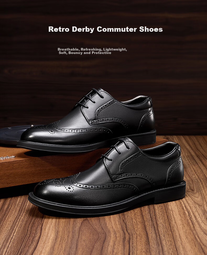 Bata Formal Shoes for Men, Spring And Autumn Breathable Cowhide Sheepskin Brogue Business Commute Wedding Shoes 1