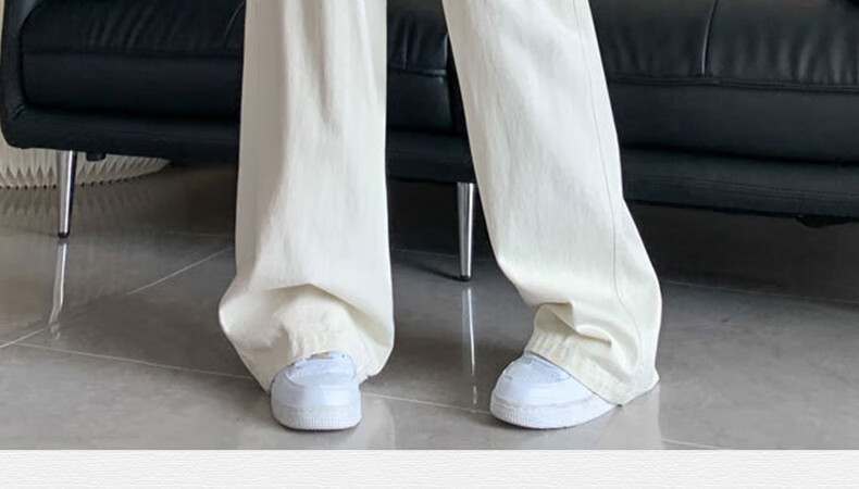 Langsha Women's Workwear Casual Cotton High-Waist Straight-Leg Trendy Pocket Wide-Leg American Style Spring Pants 20