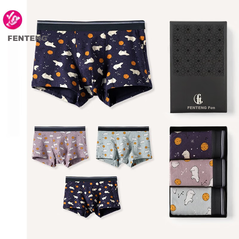 Fenteng 2026 New Men's Underwear, Boxer Briefs, Cotton Breathable Spring And Autumn Youth Large Size Shorts, Male Self-Operated