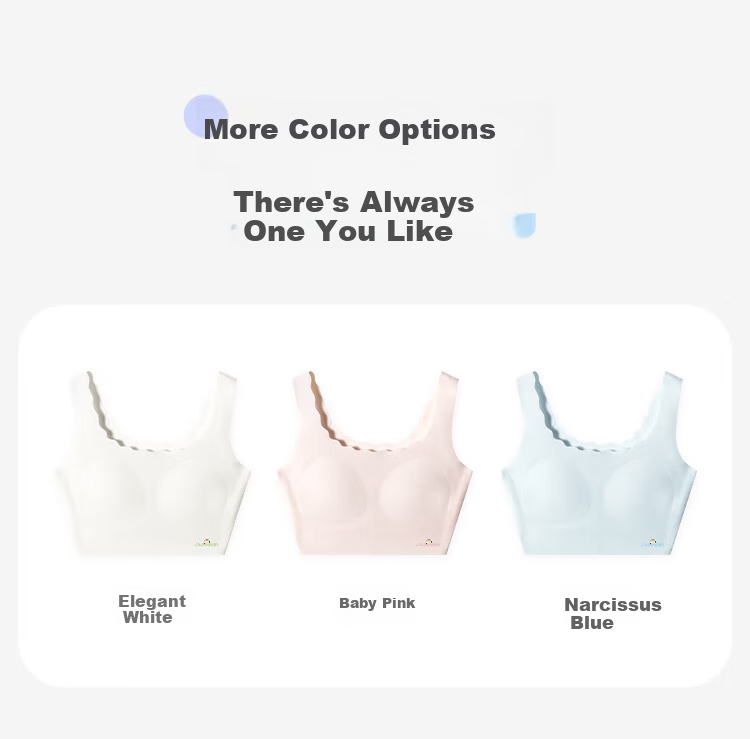 Jiusuiban Plant Cotton Children's Underwear, Girls' Class A Invisible Thin Bra, for Ages 11-13, Puberty Girls' Mid-Length Vest 12