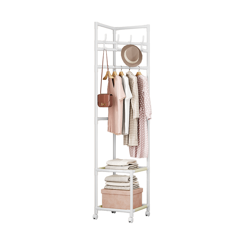 WoJia Floor Standing Corner Coat Rack Bedroom Multi-Layer Assembly Corner Clothes Hanger White