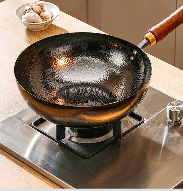 Zhangzhuangyuan Authentic Handmade Zhangqiu Large-Bellied Iron Wok, Official Flagship Store, Household Stir-Fry Pan, Non-Coated Non-Stick Wok, 28CM 5