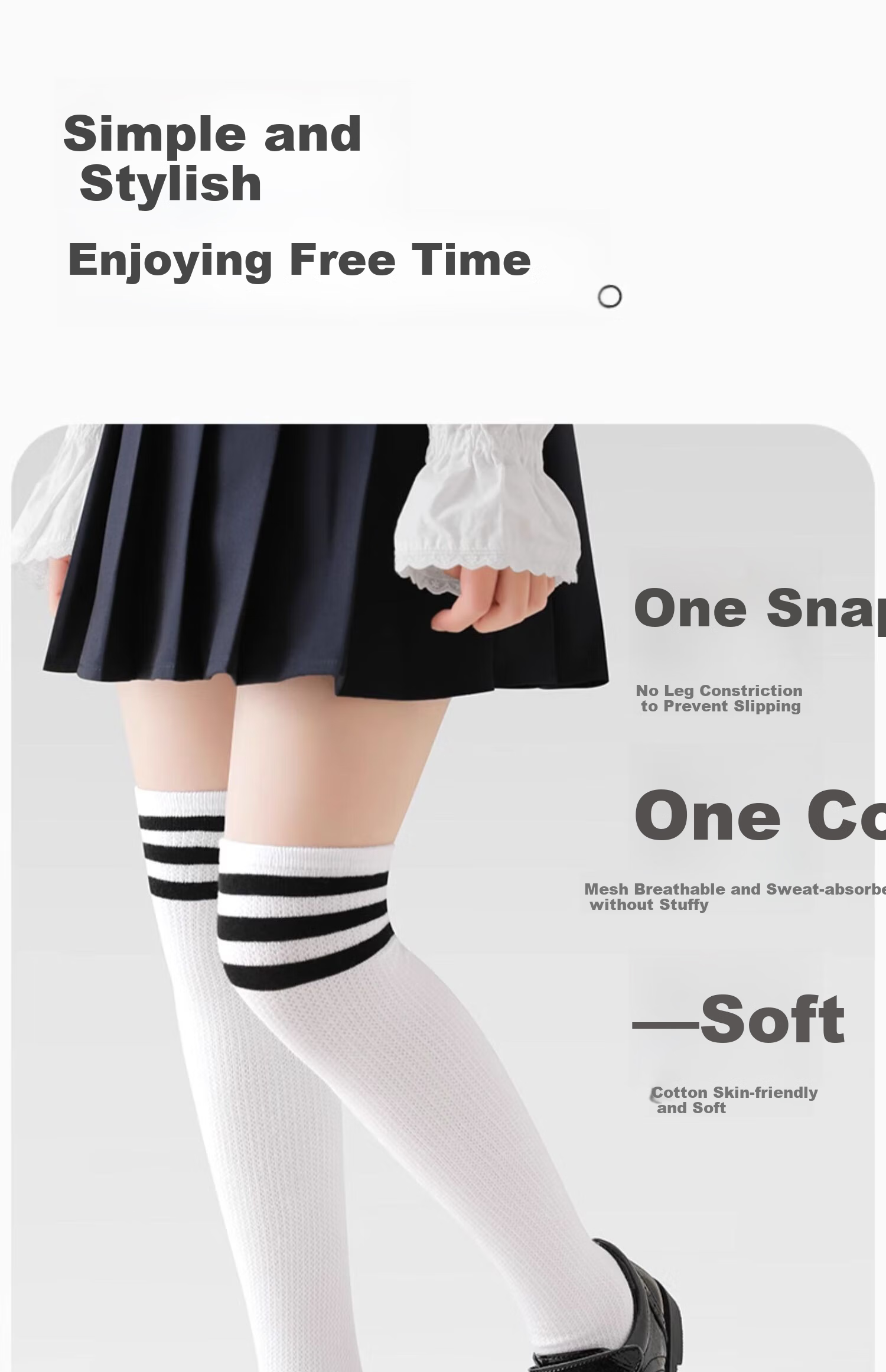 Bingxuemumian Children's Knee-High Socks, Girls' Summer Thin Mesh Socks, White Boys' Preppy Style Versatile Soccer Socks 5