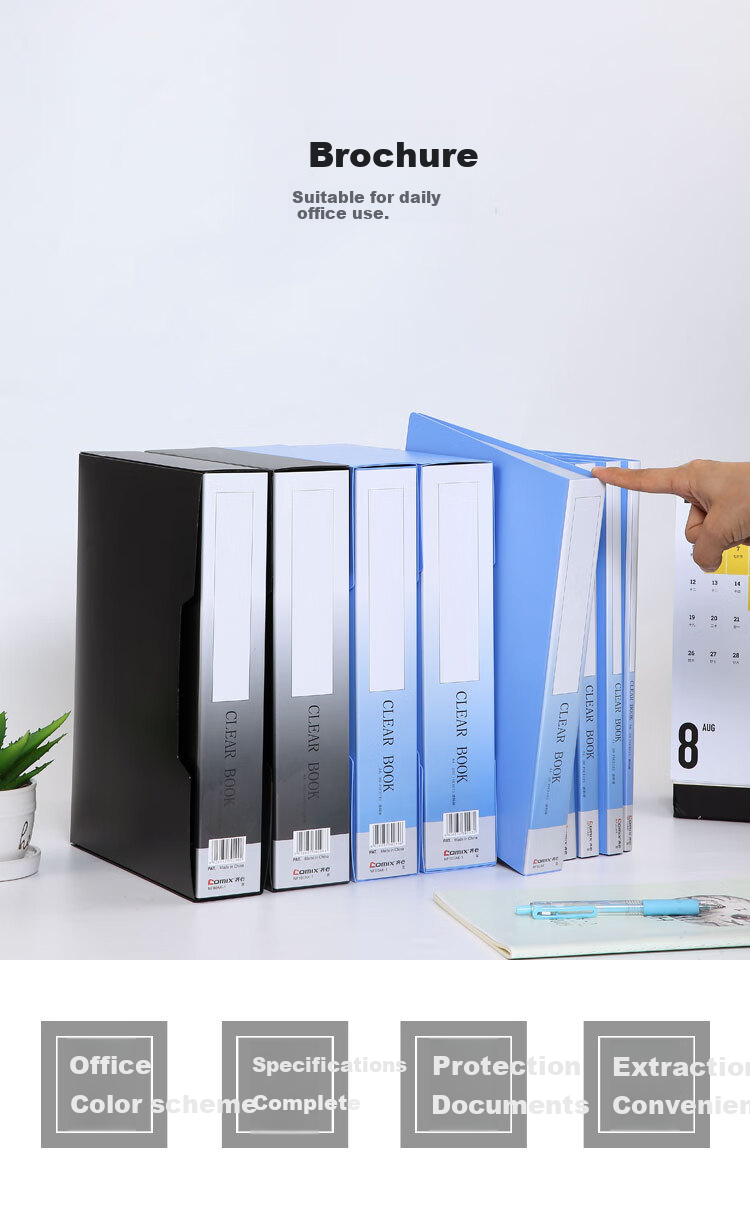 COMIX A4/30-Page Document Folder/Insert File Holder/Loose-Leaf Binder/Folder Organizer, Blue NF30AK 1