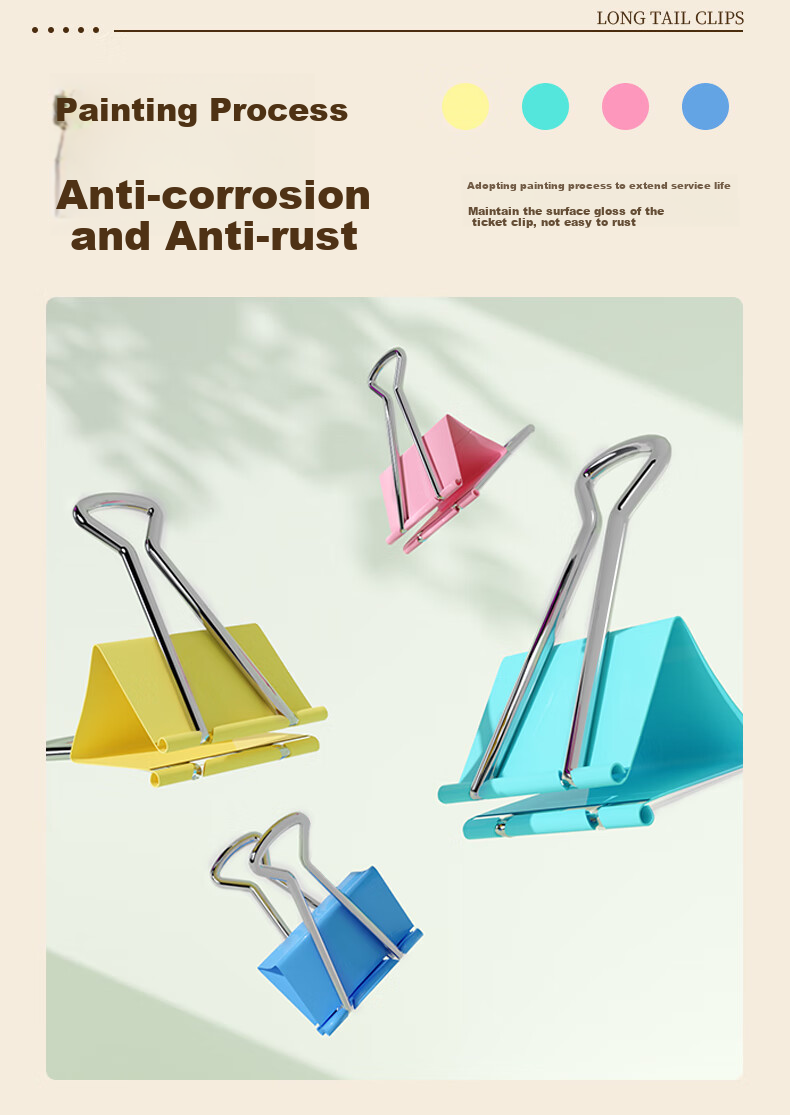 Youbili Long Tail Clips, Colorful Binder Clips, Metal Clips, Phoenix Tail Clips, File Clips, Butterfly Clips, Small Clips, Office Supplies, Document Fixation Clips, Ticket Clips, 50mm, 12 Pieces/tube, 4051 6