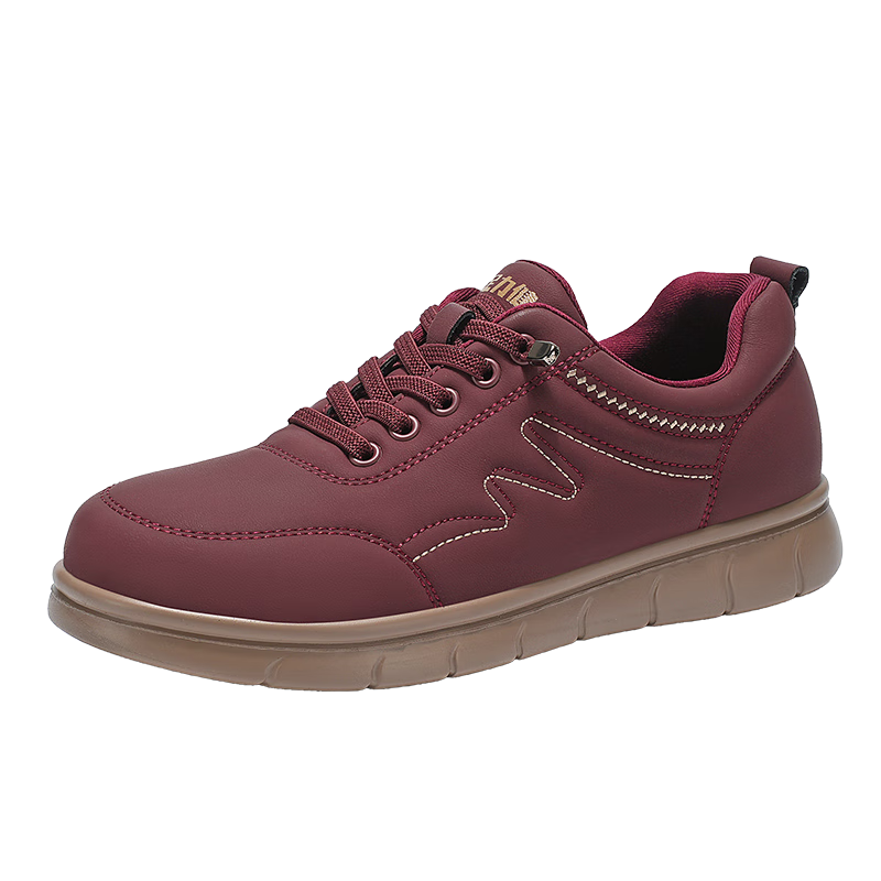 Zulijian Elderly Women's Winter Soft Sole Casual Travel Flat Shoes 6228K Wine Red Size 37