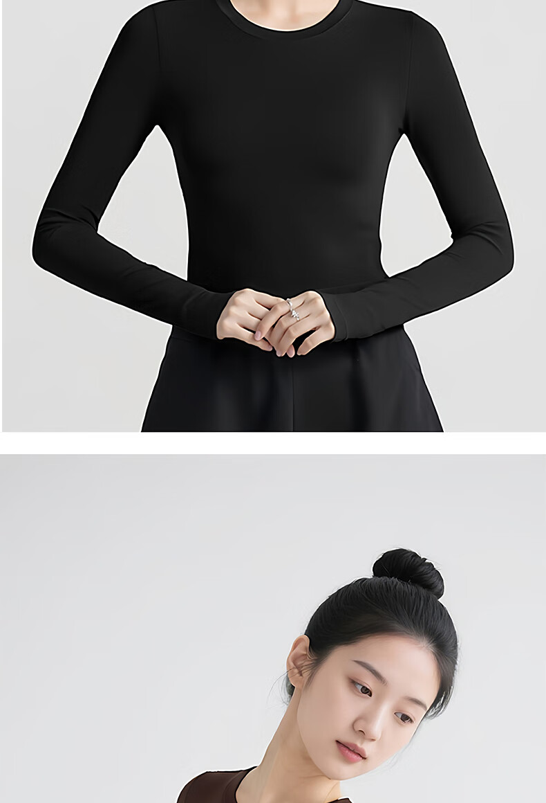 LangSha Women's Long Sleeve Round Neck Slim Fit Knit Top Autumn Winter Base Layer Shirt 13
