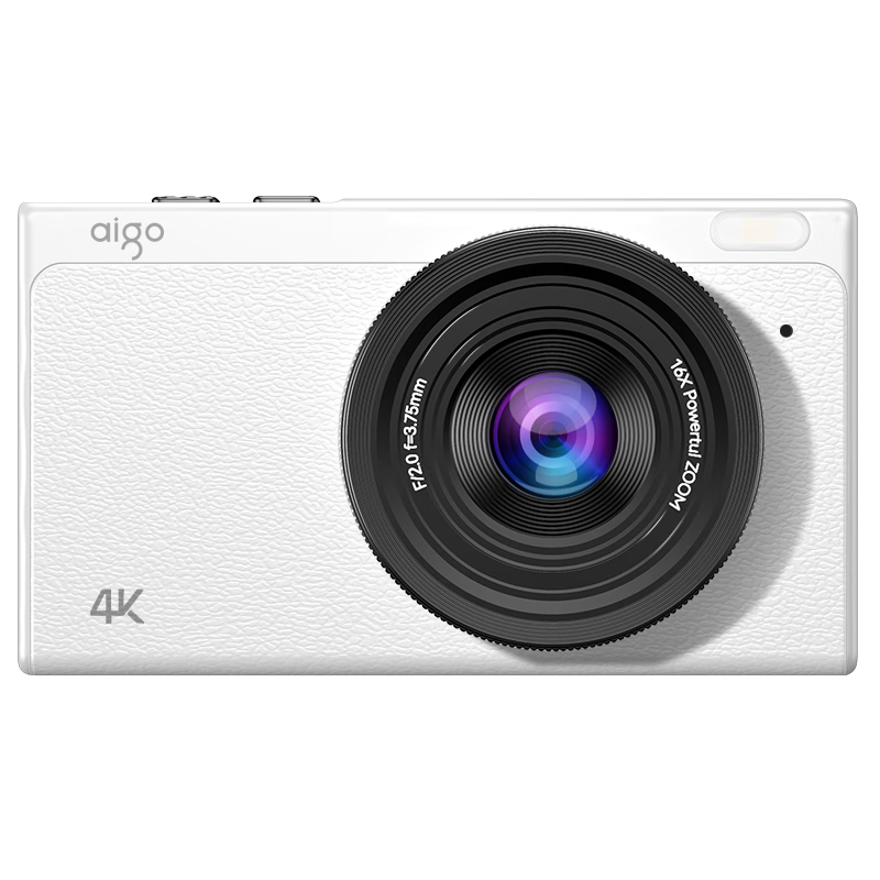 Aigo Patriot D1 Student Digital Camera Birthday Gift for Girls Entry-Level HD Travel Campus Compact Retro CCD Alternative Front and Rear Dual Camera White 64GB
