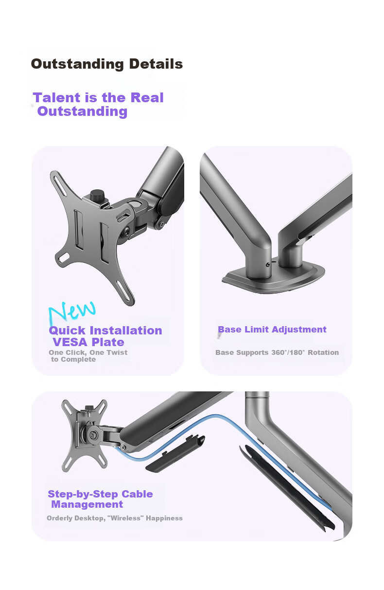 Brateck Beihu Laptop Stand, Multi-Screen Extension for Laptops, Mechanical Arm with Dual Screens, Display Stand E350-2+APE40 Meteor Gray 10