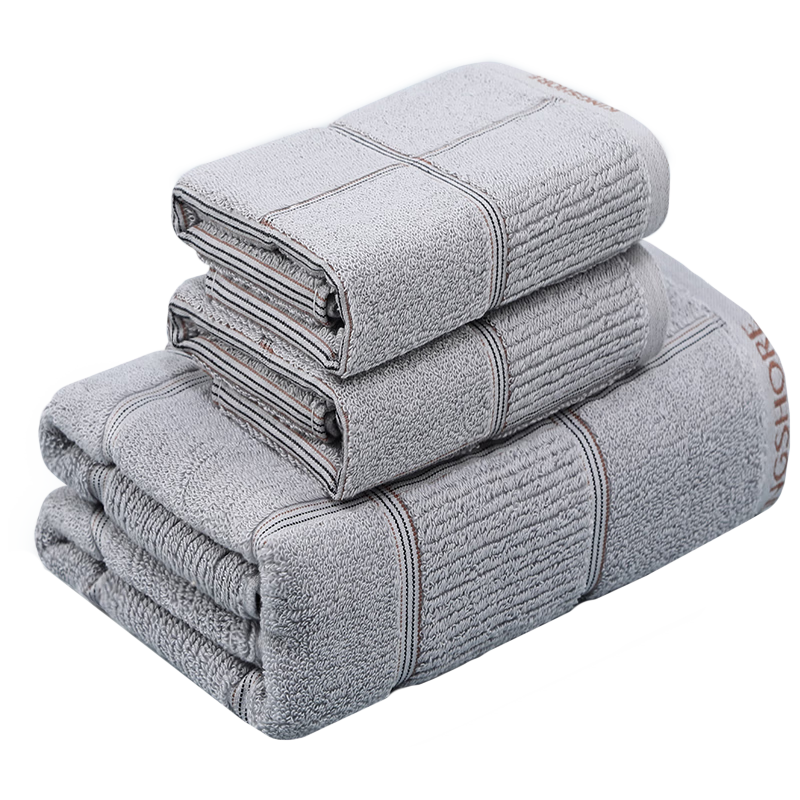 KING SHORE Class A Pure Cotton Bath Towel, Men's Towel, Sports Set, Thickened All-Cotton Absorbent Face And Body Washcloth, Gray