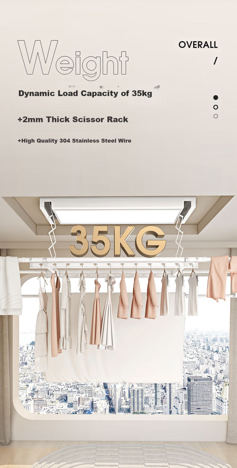 Panpan Electric Clothes Drying Rack, Smart Balcony Clothes Drying Machine, Large Hidden Lift-Up White D8 Screen Illuminated Versio 17